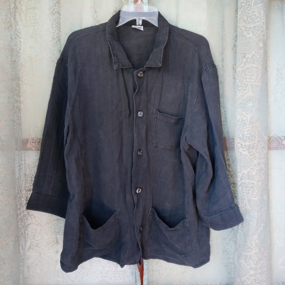 CP Shades gray flax shirt jacket chore coat shacket